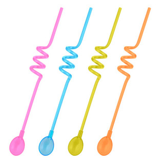 Трубочки для коктейля с ложечкой "Фуршет" 4 шт, 29 см, YD13-158