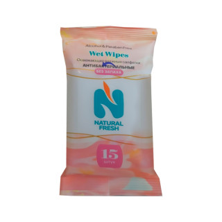 Влажные салфетки NATURAL FRESH без отдушек 15 шт (шоу-бокс)