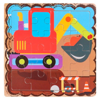 Деревянная игрушка. Пазл-рамка (14,5х14,5см) "Строительные работы" (16 элементов) ( Арт. ИД-0131)