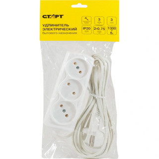 Удлинитель СТАРТ 3x3 3p3м без заземления ШВВП белый EL