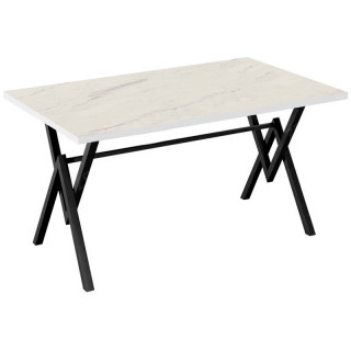 Стол "Ларсен" (1400*800 столешница F цв.Люкс) мрамор светлый