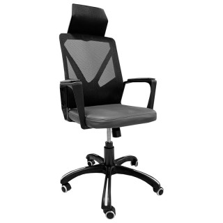 Кресло мод.МИ-7 кзам110 серый+спинка сетка чёрная