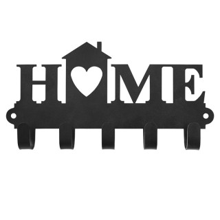 Ключница металлическая, настенная "Home" (чёрная)