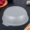 Кастрюля-жаровня (антипригарное покрытие, литая 3,0л, стеклянная крышка, светлый мрамор