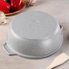 Кастрюля-жаровня (антипригарное покрытие, литая 3,0л, стеклянная крышка, светлый мрамор