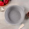 Кастрюля-жаровня (антипригарное покрытие, литая 3,0л, стеклянная крышка, светлый мрамор