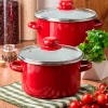 Кастрюля эмалированная 4,0л (бордовая)
